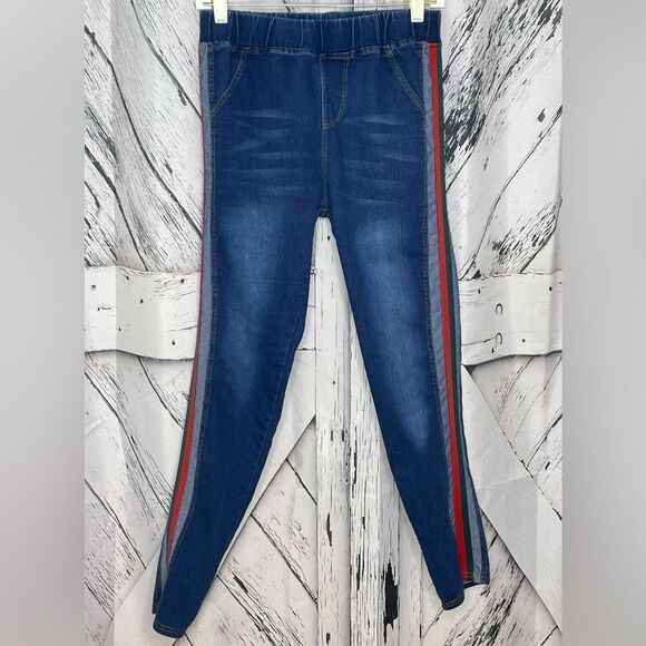 Holic Jean Pull On Jeggings Side Stripes S/M - Picture 1 of 6